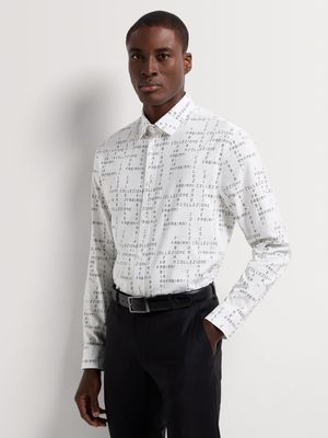 Fabiani Men's Smart Digi Printed Off White Shirt