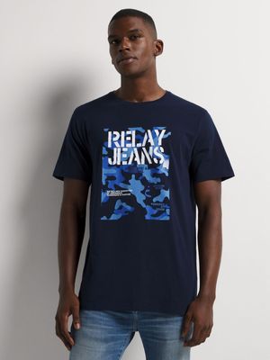 Men's Relay Jeans Slim Camo Navy Graphic T-Shrt