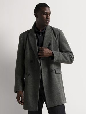 Men's Markham Smart Double Breast Slim Charcoal Coat