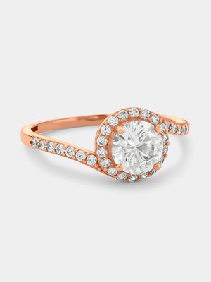 Rose Gold Cubic Zirconia Women’s Round Halo Ring