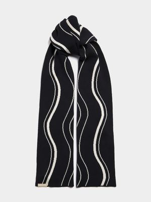 Archive Unisex Swirl Knitwear Navy Scarf