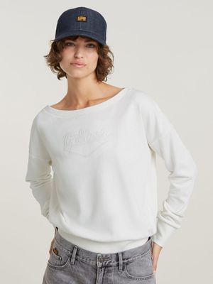 G-Star Women's Boat Neck Loose White Sweater