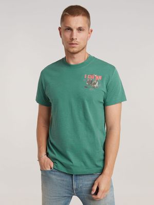 G-Star Men's Headphones Back Graphic Green T-Shirt