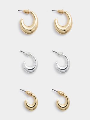 3 Pack Mini Hoop Earrings