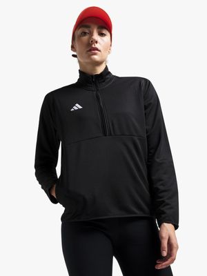 Womens adidas 1/4 Zip Black Top