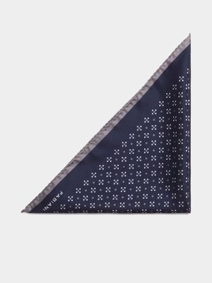 Fabiani Men's Geo Cross Navy Pocket Square