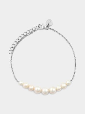 Sterling Silver Freshwater Pearl Curve Bracelet