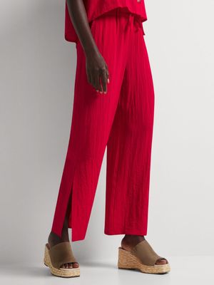 Wide Leg Slit Hem Washer Pants