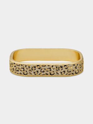 Michael Kors Metallic Muse Collection Gold Plated Cheetah Print Cubic Zirconia Bangle