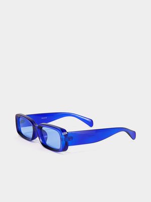 MKM Blue Crystal Rectangular Sunglasses