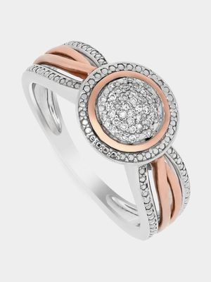 Rose Gold & Sterling Silver Round Cluster Ring