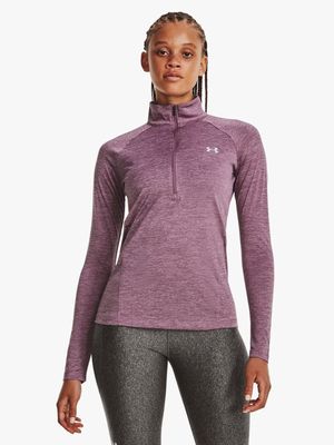 Womens Under Armour Tech Twist 1/2 Zip Mauve Top