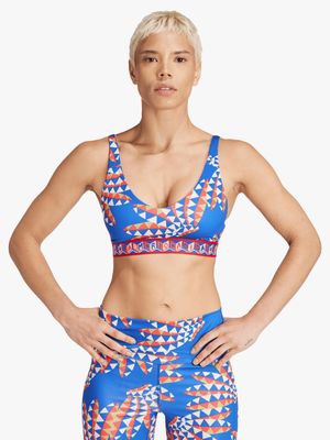 Womens adidas Farm Blue/Multi Colour Sports Bra