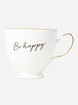 Be Happy Newbone China White Mug