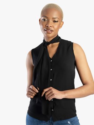 Sissy Boy Neck Tie Sleeveless Shirt