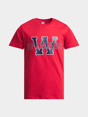 Jet Older Boys Red Winner Graphic T-Shirt