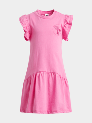 Jet Younger Girls Pink Frill Dress