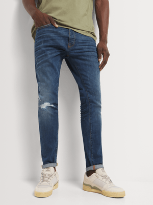 Union-DNM Rip and Repair Medium Blue Skinny Jeans