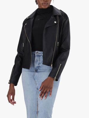 Women's Steve Madden Black Vegan Leather Biker Jacket