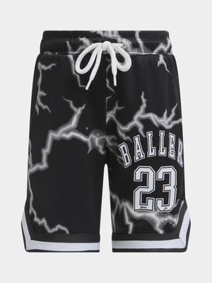 Jet Younger Boys Black Lightning Basketball Shorts