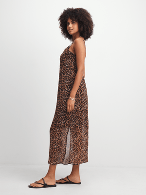 Jet Women's Brown Animal Print Maxi Dress