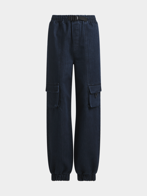 Jet Older Boys Dark Blue Parachute Jogger Pants