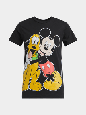 Jet Older Boys Black Mickey & Pluto T-Shirt