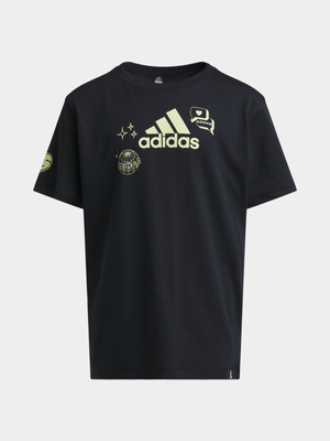 Boys adidas LK Bluv Black/Lime Tee