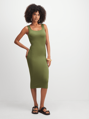 Jet Women's Olive Square Neck Seamless Dress