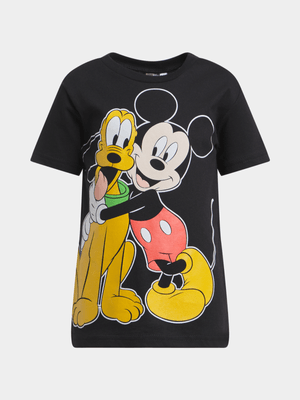 Jet Younger Boys Black Mickey & Pluto T-Shirt