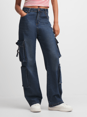 Jet Women's Stained Bellow Pocket Utility Jeans