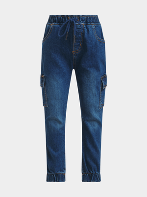 Jet Younger Boys Mid Blue Cargo Jeans