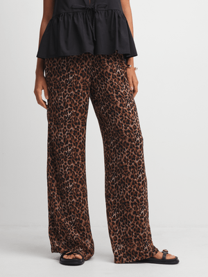 Jet Women's Brown Leopard Wide Leg pants