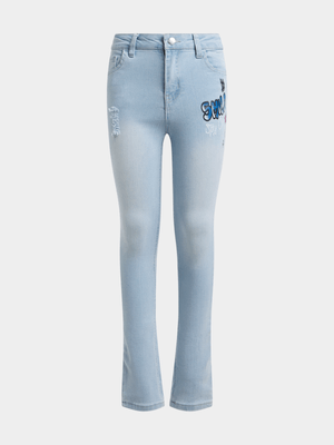 Jet Older Girls Blue Graffiti Jeans