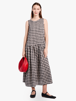 Women's Me&B Gingham in Gingh Drop Waist Dress