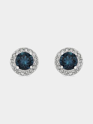 Sterling Silver Crystal Women's September Birthstone Stud Earrings