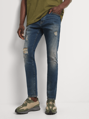 Men's Union-DNM Hemp-Blend Skinny Blue Jeans