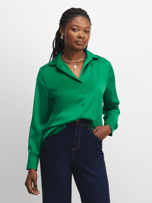 Women's Green Satin Shirt