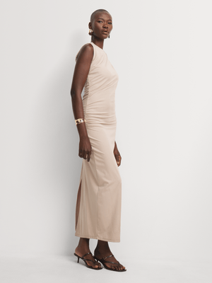 Sleeveless Ruched Column Dress