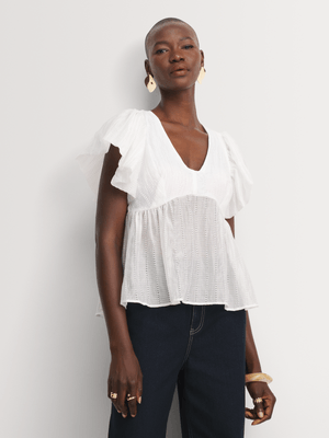 Flutter Sleeve top_White