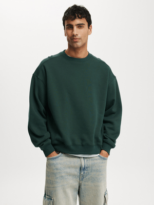 Men's Cotton On Green Box Fit Crew Sweater