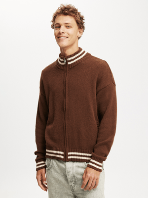 Men's Cotton On Brown Knitted Bomber