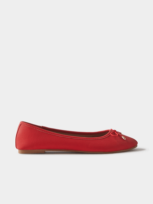 Women's Cotton On Red Emma Bow Ballerina Flat Shoes