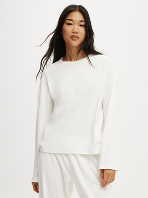 Women's Cotton On White Pointelle Long Sleeve Top