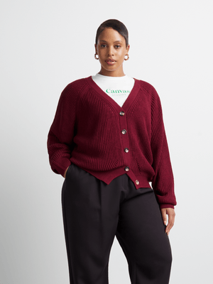 Women's Canvas Rib Detail Chunky Cardi