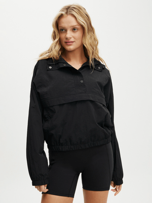 Women's Cotton On Black Active Tempo Half Zip Panelled Anorak Jacket