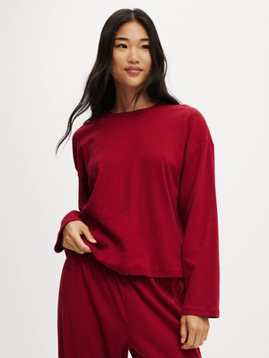 Women's Cotton On Red Pointelle Long Sleeve Top