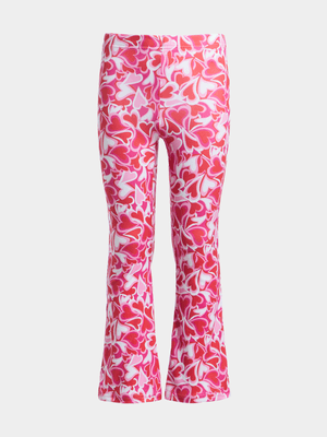 Jet Older Girls Pink Hearts Flare Leggings