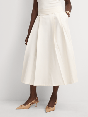 Box Pleated Midi Skirt