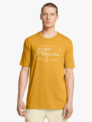 Mens Under Armour Project Rock Made Not Born Yellow Tee